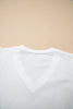 White Eyelet Embroidered Flutter Sleeve Patchwork V Neck Tee