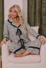 Brown Leopard Print Bow Knot Patchwork Long Sleeve Lounge Set