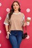 Chestnut Animal Color Block Patchwork Plus Size Tee