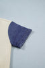 Beige Denim Patchwork Short Sleeve Ribbed Shirt