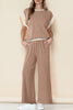 White Color Block Detail Casual Two-piece Set