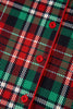 Racing Red Retro Plaid Leopard Print Patchwork Long Sleeve Shorts Pajama Set