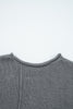 Medium Grey Raw Edge Uneven Hem Patchwork Drop Shoulder Sweater