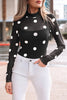 Black Vintage Polka Dot Print Mesh Long Sleeve Bodysuit