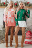 Racing Red Christmas Candy Cane Holiday Drop Shoulder Sweater