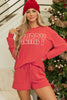 Racing Red Corded MERRY Graphic Long Sleeve Top and Shorts Set