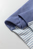 Light Grey Oversized Striped Colorblock Dolman Sleeve Collared Casual Top