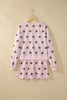 Brown Polka Dot Two Piece Set Long Sleeve Casual Skirt Set