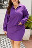 Wisteria Collar Half Zip Pullover Mini Skirt Plus Size 2pcs Set
