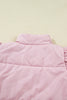 Pink Stand Neck Flutter Sleeve Snap Button Puffer Vest
