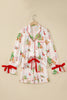 Pink Abstract Christmas Print Long Sleeve Two Piece Shift Lounge Set