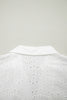 White Solid Color Eyelet Embroidered T Shirt Mini Dress