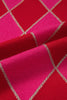 Rose Red Glitter Rhombus Pattern Knit Womens Casual Sweater