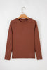 Chestnut Raw Seam Detail Solid Color Long Sleeve Top