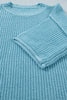 Mist Blue Exposed Seam Detail Half Sleeve Loose Sweater