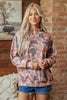 Sky Blue Camouflage Western Style Pullover Sweatshirt
