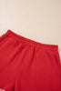 Racing Red Polka Dot Trim Baggy Pullover 2pcs Short Set