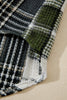 Black Plaid Print Textured Knit Buttoned Shacket