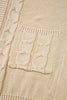 Parchment Cable Knit Braided Tie Sleeve Plus Size Open Cardigan