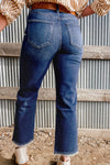 Carbon Grey Mineral Wash Raw Hem High Waist Flared Jeans