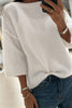 Dark Brown Solid Color Knit Half Sleeve Round Neck Shift Sweater