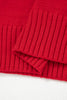 Racing Red Collared V Neck Ribbed Edge Sexy Elegant Sweater