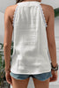 White Textured Lace Trim Pure Cotton Sleeveless Top