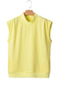 Black Solid Color High Neck Cap Sleeve Loose Top