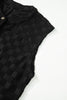 Black Half Buttons Sleeveless Wide Leg Textured Jumpsuit