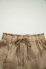 Gold Metallic Luster Tie Elastic Waist Cuffed Hem Shorts