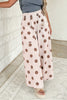 Beige Polka Dot Wide Leg Elastic Waist Casual Pants