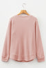 Gossamer Pink Rounded Hem Waffle Long Sleeve Top