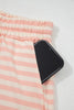 Pink Stripe Contrast Neck Loose Tee and Drawstring Shorts Set