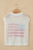 Sky Blue Flag Graphic Short Sleeve Sweater Top