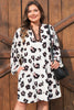 Khaki Leopard Print Contrast V Neck Plus Size Shift Mini Dress