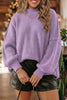 Chestnut Long Sleeve Ribbed Knit Stand Neck Regular Fit Sweater