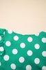 Green Polka Dot Print Ruffled Sleeve V Neck Blouse