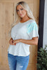 White Stripe Floral Insert Sleeves Contrast Round Neck Tee