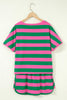 Rose Stripe Dolman Tee Drawstring Skort Athletic 2pcs Set