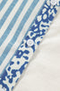 Sky Blue Leopard Striped Patchwork Casual Plus Shirt