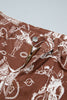Brown Western Print Casual Shift Jeans