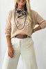Parchment Corder HOWDY Letter Graphic Crew Neck Relaxed Sweater