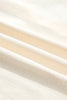 Beige Contrast Color Trim Button Down Long Puff Sleeve Shirt