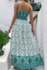 Green Boho Floral Print Shirred Cami Maxi Dress