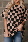 Light French Beige Checkmate Boyfriend Casual Tee