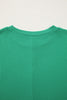 Sea Green Waffle Textured Knit Dolman Short Sleeve Loose Top