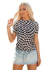Black Checker Mesh Crew Neck T Shirt