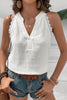 White Textured Lace Trim Pure Cotton Sleeveless Top