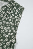 Green Boho Floral Print V Neck Tunic Sleeveless Dress