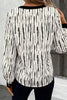 White Abstract Printed V Neck Fall Blouse